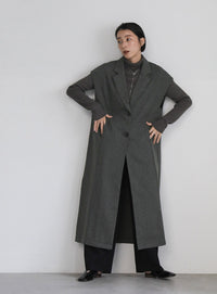 ヘリンボーンロングテーラードジレ