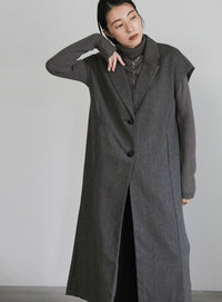 ヘリンボーンロングテーラードジレ