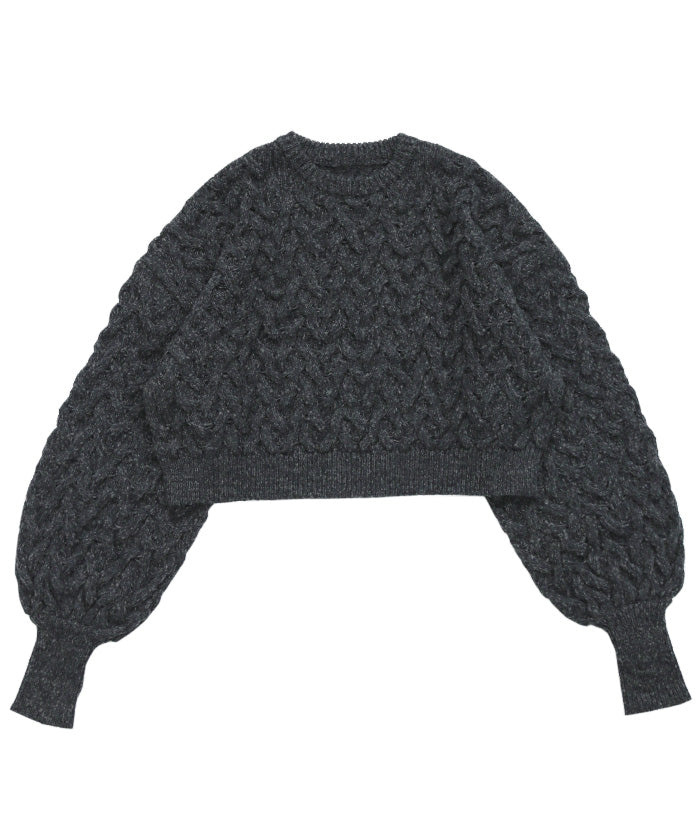 ヘリンボーンアランショートニット【SALE】