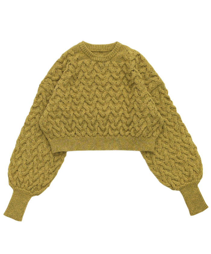 ヘリンボーンアランショートニット【SALE】