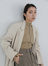 バイカラープチハイネックリブニット【SALE】