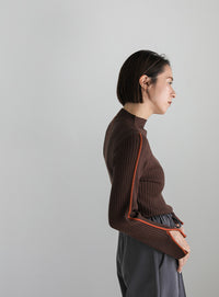 バイカラープチハイネックリブニット【SALE】