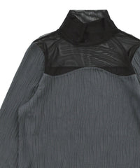 ハイネックシアーウェーブトップス