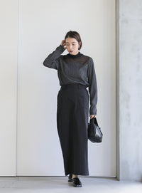 ハイネックシアーウェーブトップス