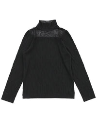 ハイネックシアーウェーブトップス