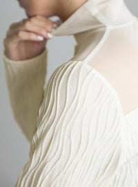 ハイネックシアーウェーブトップス