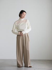 ハイネックシアーウェーブトップス