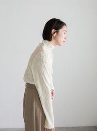 ハイネックシアーウェーブトップス