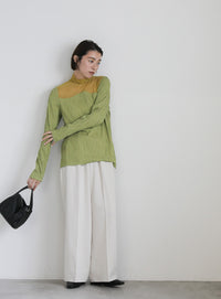 ハイネックシアーウェーブトップス