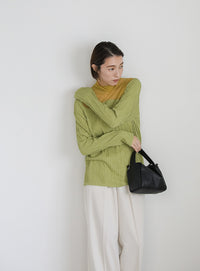 ハイネックシアーウェーブトップス