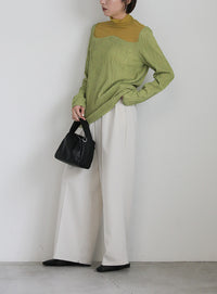 ハイネックシアーウェーブトップス