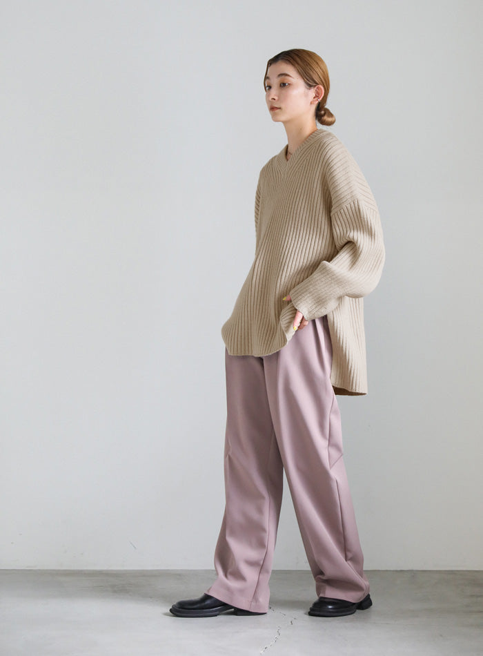 ワイドリブルーズVネックニット【SALE】