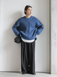 ワイドリブルーズVネックニット【SALE】