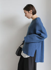ワイドリブルーズVネックニット【SALE】