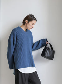ワイドリブルーズVネックニット【SALE】