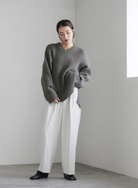 ワイドリブルーズVネックニット【SALE】