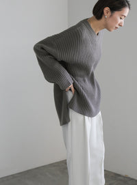ワイドリブルーズVネックニット【SALE】
