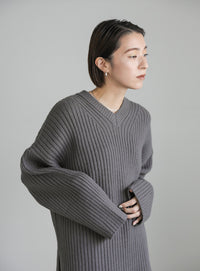 ワイドリブルーズVネックニット【SALE】