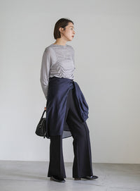 カットジョーゼットセミフレアパンツ【SALE】