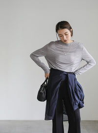 カットジョーゼットセミフレアパンツ【SALE】
