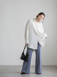 カットジョーゼットセミフレアパンツ【SALE】