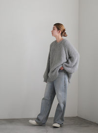 フェザーバックスリットオーバーニット