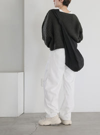 ボートネックボリュームスリーブショートニット【SALE】