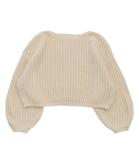 ボートネックボリュームスリーブショートニット【SALE】