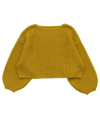 ボートネックボリュームスリーブショートニット【SALE】