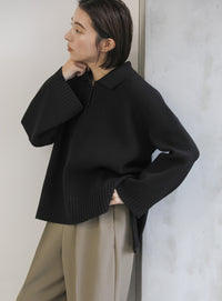 襟付きオーバーニット