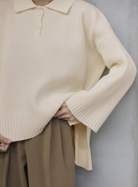 襟付きオーバーニット