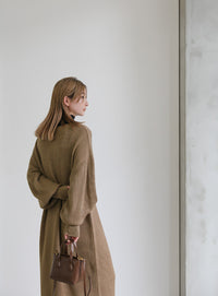 ボリュームスリーブロングニットワンピース【SALE】