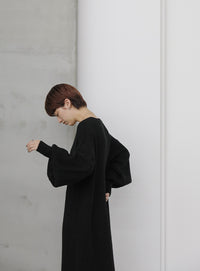 ボリュームスリーブロングニットワンピース【SALE】