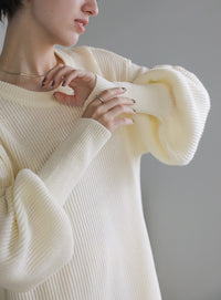 ボリュームスリーブロングニットワンピース【SALE】