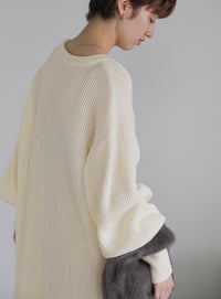 ボリュームスリーブロングニットワンピース【SALE】