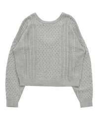 バックオープンパッチワーク編みニット【SALE】