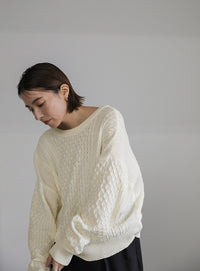 バックオープンパッチワーク編みニット【SALE】