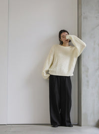 バックオープンパッチワーク編みニット【SALE】