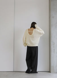バックオープンパッチワーク編みニット【SALE】