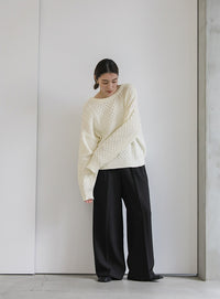 バックオープンパッチワーク編みニット【SALE】