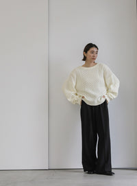 バックオープンパッチワーク編みニット【SALE】