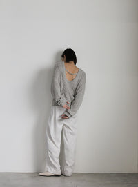 バックオープンパッチワーク編みニット【SALE】