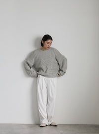 バックオープンパッチワーク編みニット【SALE】