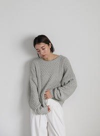 バックオープンパッチワーク編みニット【SALE】