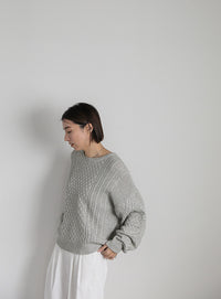 バックオープンパッチワーク編みニット【SALE】