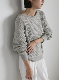 バックオープンパッチワーク編みニット【SALE】
