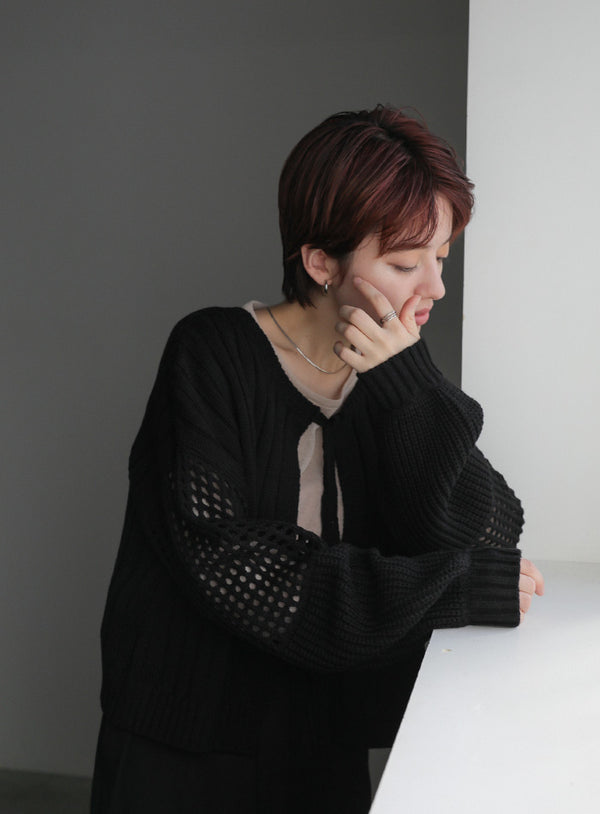 フロントリボンカーディガン