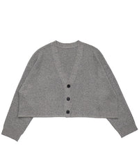 メランジリブニットショートカーディガン