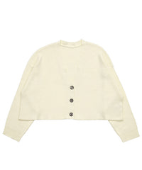 メランジリブニットショートカーディガン