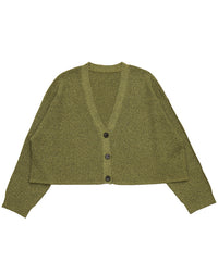 メランジリブニットショートカーディガン